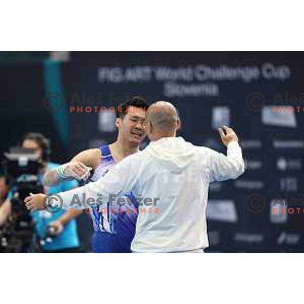Chia-Hung Tang (TPE), winner of Men\'s horizontal bar in the second day of the Final of Gymnastic Artistic World Challenge Cup in Arena Bonifika in Koper, Slovenia on June 2, 2024