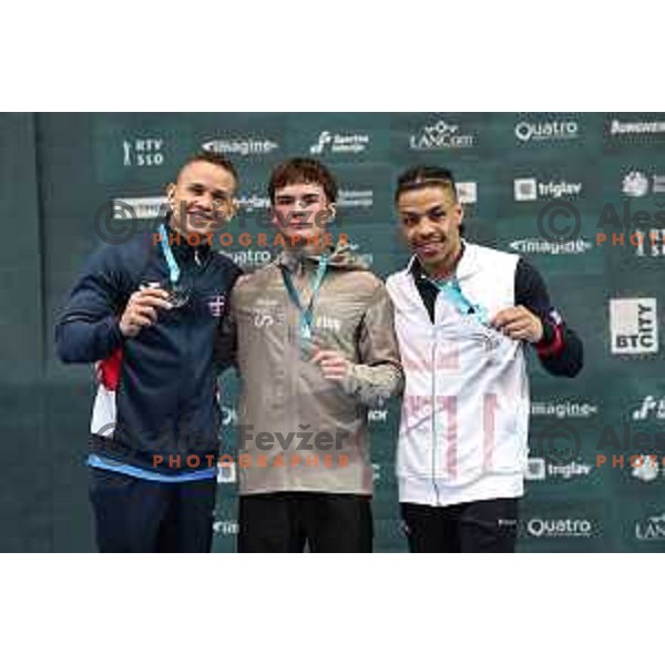 Pau Jimenez (ESP), winner of Men\'s vault in the second day of the Final of Gymnastic Artistic World Challenge Cup in Arena Bonifika in Koper, Slovenia on June 2, 2024