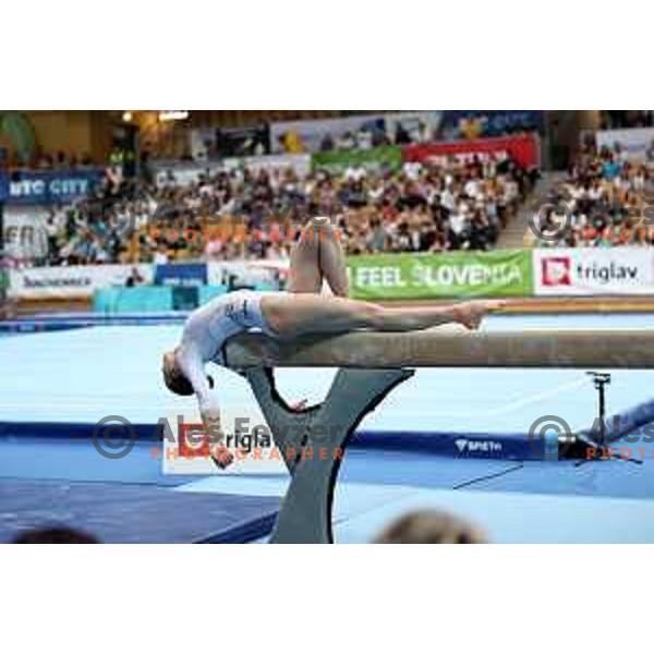 Veronica Mandriota (ITA), winner of Women\'s balance beam in the second day of the Final of Gymnastic Artistic World Challenge Cup in Arena Bonifika in Koper, Slovenia on June 2, 2024