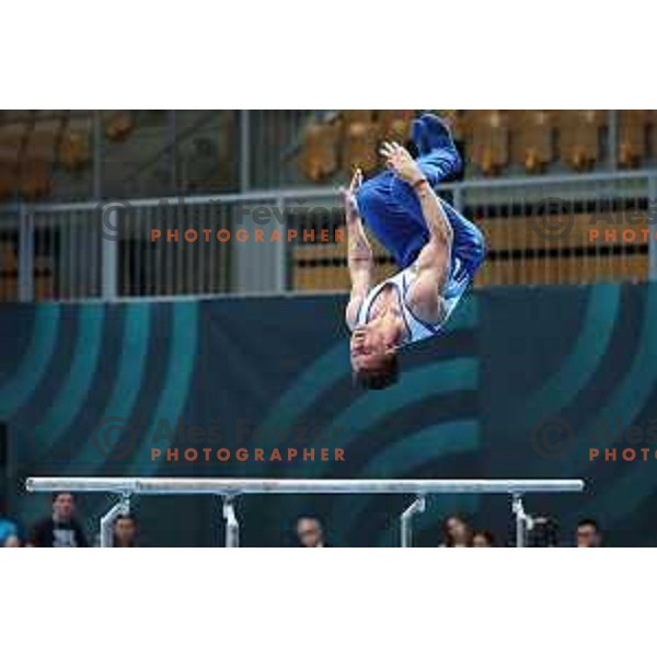 Illia Kovtun (UKR), winner of Men\'s parallel bar in the second day of the Final of Gymnastic Artistic World Challenge Cup in Arena Bonifika in Koper, Slovenia on June 2, 2024