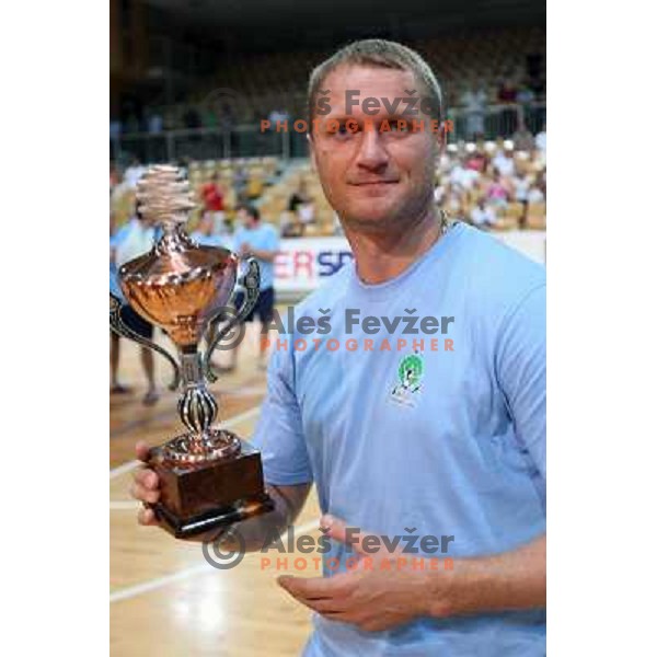 Edvard Koksarov at Final of Slovenian handball Supercup between Cimos Koper and Trimo Trebnje, played in Koper (Slovenia) 6.9.2008. Cimos Koper won the Supercup with victory 37:26. 