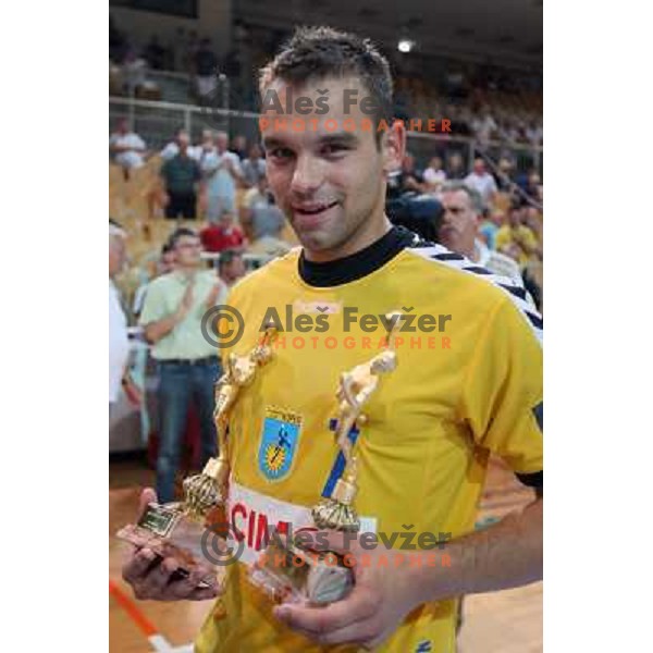 Matjaz Brumen at Final of Slovenian handball Supercup between Cimos Koper and Trimo Trebnje, played in Koper (Slovenia) 6.9.2008. Cimos Koper won the Supercup with victory 37:26. 