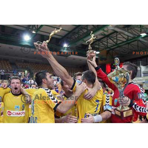 Praznik, Brumen, Sarkic, Bombac at Final of Slovenian handball Supercup between Cimos Koper and Trimo Trebnje, played in Koper (Slovenia) 6.9.2008. Cimos Koper won the Supercup with victory 37:26. 