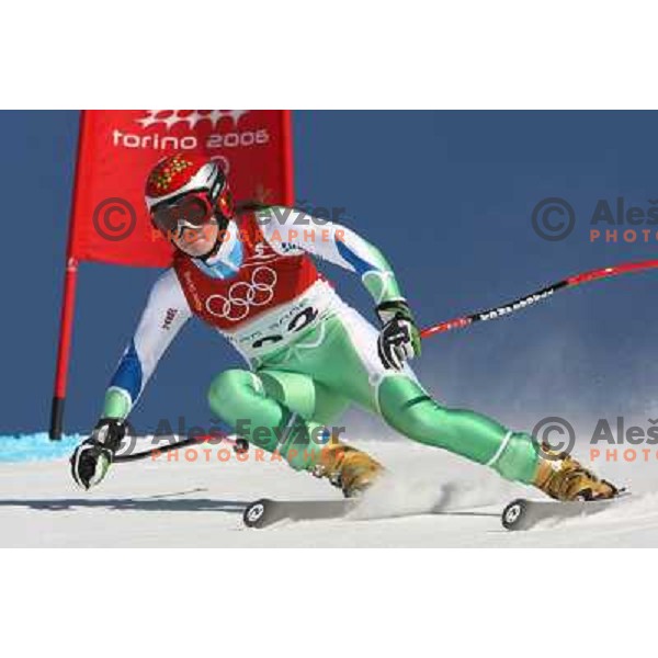 Maze Tina skiing at 2006 Torino Winter Olympic games ladies downhill race in San Sicario on February 14, 2006