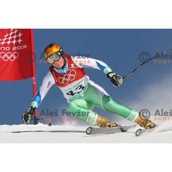 Rabic Urska skiing at 2006 Torino Winter Olympic games ladies downhill race in San Sicario on February 14, 2006