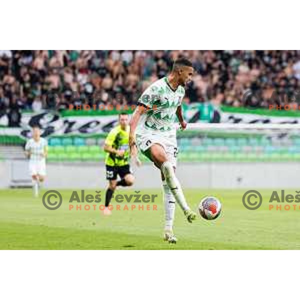 Reda Boultam of NK Olimpija in action during UEFA Conference League Qualifiers between NK Olimpija Ljubljana (SLO) and FC Polissya Zhytomyr (UKR) in Ljubljana, Slovenia on July 25, 2024. Photo: Grega Valancic / alesfevzer.com