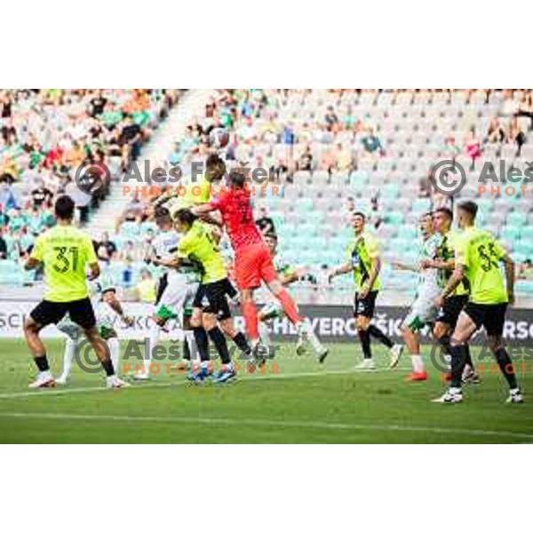 Yevhen Volynets of FC Polissya Zhytomyr in action during UEFA Conference League Qualifiers between NK Olimpija Ljubljana (SLO) and FC Polissya Zhytomyr (UKR) in Ljubljana, Slovenia on July 25, 2024. Photo: Grega Valancic / alesfevzer.com