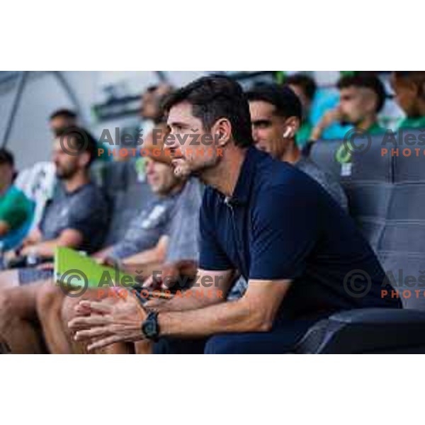 Victor Sanchez, head coach of NK Olimpija in action during UEFA Conference League Qualifiers between NK Olimpija Ljubljana (SLO) and FC Polissya Zhytomyr (UKR) in Ljubljana, Slovenia on July 25, 2024. Photo: Grega Valancic / alesfevzer.com