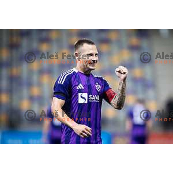 Martin Milec celebrating during UEFA Conference League 2024/25 qualifier football match between Maribor and Universitatea Craiova in Ljudski vrt, Maribor, Slovenia on July 25, 2024. Photo: Jure Banfi