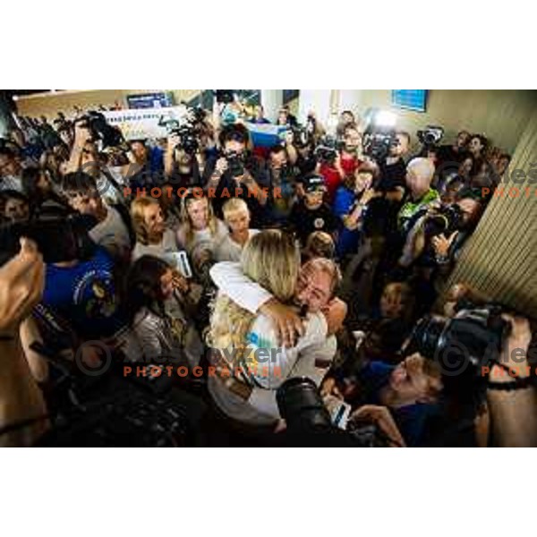 Reception of Andreja Leski, Olympic Champion in Pariz 2024, Judo under 63kg, at Airport Jozeta Pucnika, Ljubljana, Slovenia on August 2nd, 2024. Photo: Grega Valancic / alesfevzer.com