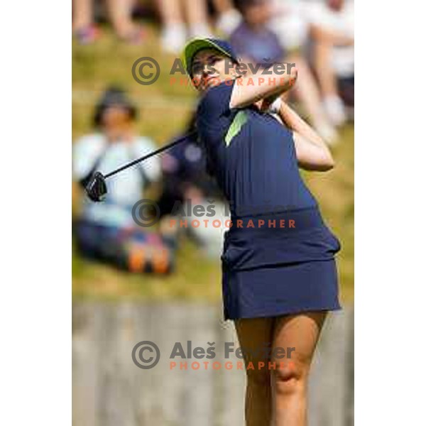 Ana Belac of Slovenia in action during first round of Women’s Olympic Golf Tournament at Paris 2024 Summer Olympic Games, France on August 7, 2024
