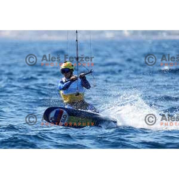 Toni Vodisek (SLO) competes in Formula Kite in Sailing Regatta in Marseille at Paris 2024 Summer Olympic Games, France on August 8, 2024