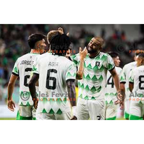Players of NK Olimpija in action during UEFA Conference League Qualifiers, Round 3, between NK Olimpija Ljubljana (SLO) and FC Sheriff Tiraspol (MDA) in Ljubljana, Slovenia on August 8th, 2024. Photo: Grega Valancic / alesfevzer.com