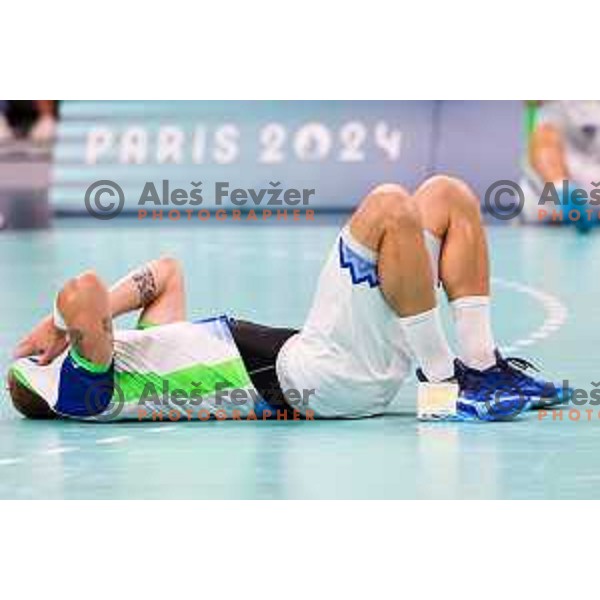during bronze medal match between Slovenia and Spain at Olympic Handball Tournament at Paris 2024 Summer Olympic Games, France on August 11, 2024