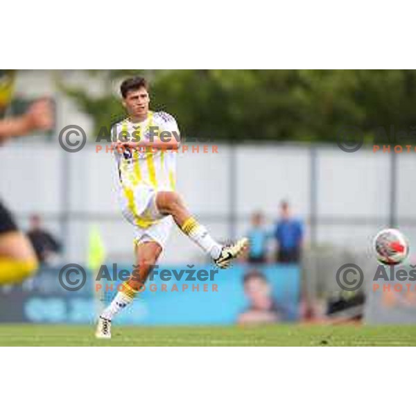 in action during Prva liga Telemach 2024/25 football match between Radomlje and Maribor in Domzale, Slovenia on August 18, 2024
