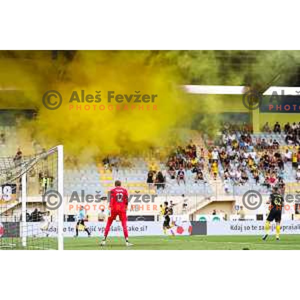 in action during Prva liga Telemach 2024/25 football match between Radomlje and Maribor in Domzale, Slovenia on August 18, 2024