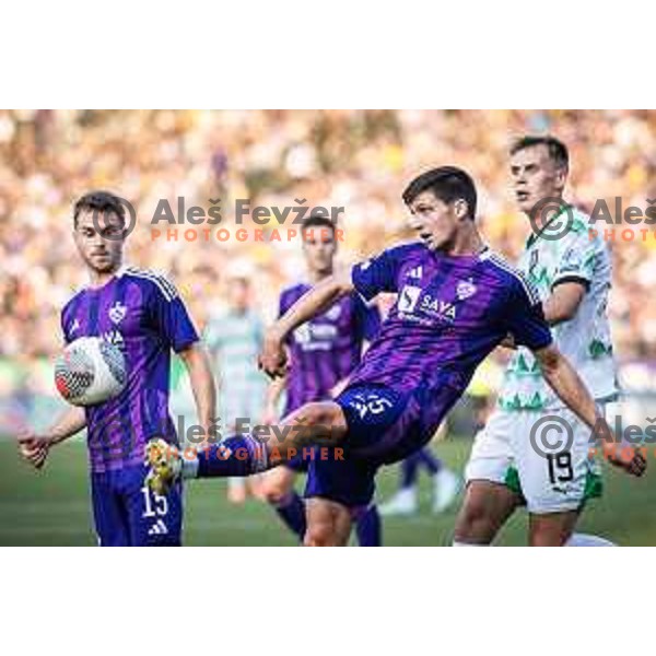 Sven Sostaric Karic in action during Prva liga Telemach football match between Maribor and Olimpija Ljubljana in Ljudski vrt, Maribor, Slovenia on August 25, 2024. Photo: Jure Banfi
