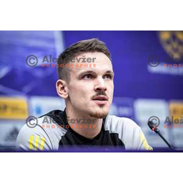 Azbe Jug at the press conference after UEFA Conference League 2024/25 football qualifier match between Maribor and Djurgarden in Ljudski vrt, Maribor, Slovenia on August 29, 2024. Photo: Jure Banfi