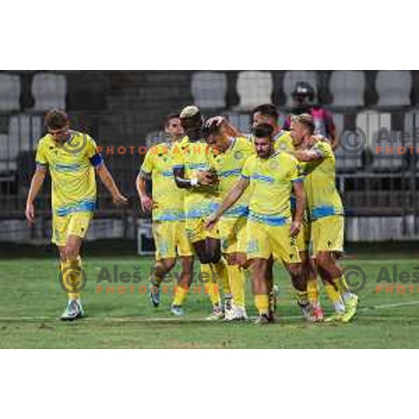 in action during Prva liga Telemach 2024/25 football match between Koper and Nafta 1903 in Koper, Slovenia on August 17, 2024