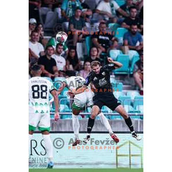 in action during Prva liga Telemach 2024/25 football match between Olimpija and Mura in SRC Stozice, Ljubljana, Slovenia on September 1, 2024