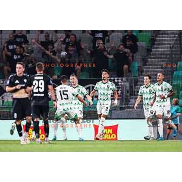 in action during Prva liga Telemach 2024/25 football match between Olimpija and Mura in SRC Stozice, Ljubljana, Slovenia on September 1, 2024
