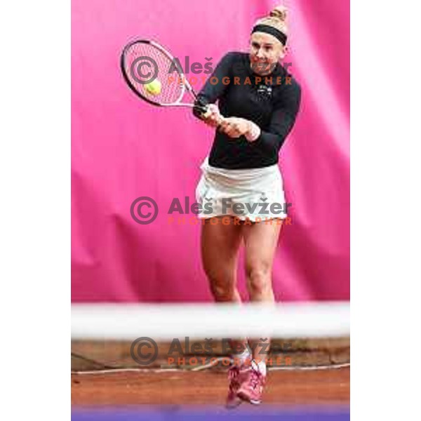 Jil Teichmann (SUI) in action during semi-final of WTA 125 Zavarovalnica Sava Tennis Tournament in Ljubljana, Slovenia on September 14, 2024