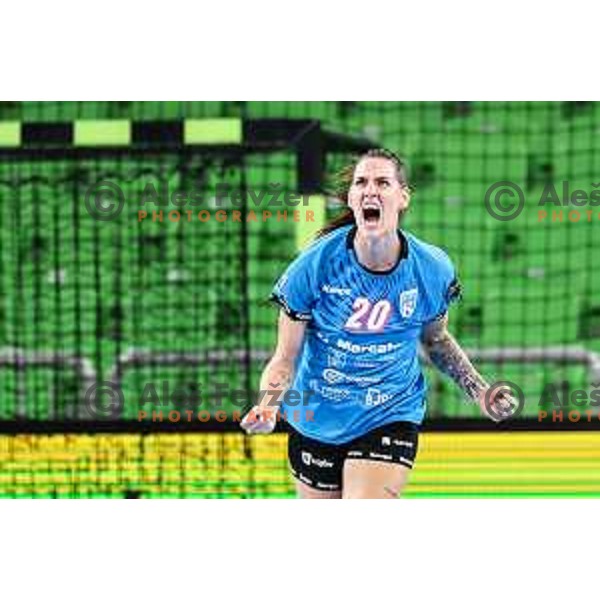 Alja Varagic in action during EHF Champions League Women 2024/25 handball match between Krim Mercator (SLO) and Nykobing (DEN) in Ljubljana, Slovenia on September 14, 2024