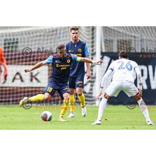 Nino Kouter in action during Prva Liga Telemach 2024/25 football match between Celje and Nafta 1903 in Celje, Slovenia on September 15, 2024