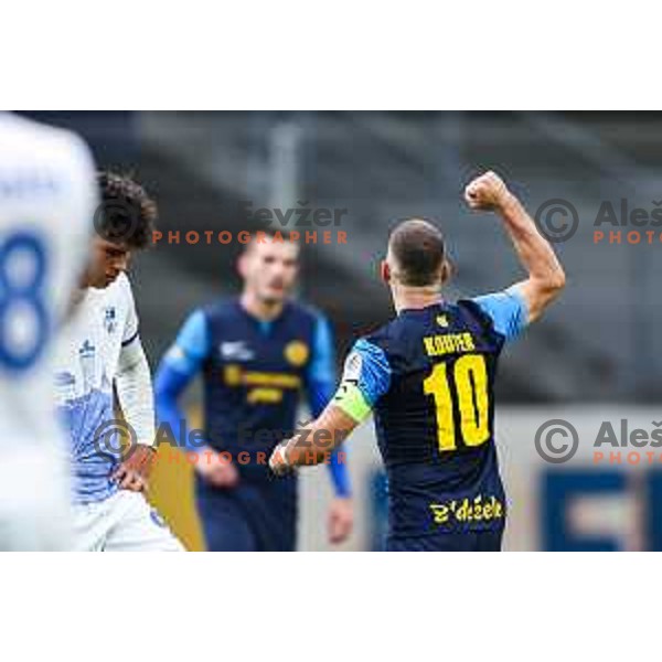Nino Kouter and players of Celje celebrate a goal during Prva Liga Telemach 2024/25 football match between Celje and Nafta 1903 in Celje, Slovenia on September 15, 2024