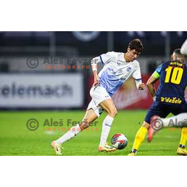 Zsombor Kalnoki-Kis of Nafta scores and celebrates a goal during Prva Liga Telemach 2024/25 football match between Celje and Nafta 1903 in Celje, Slovenia on September 15, 2024