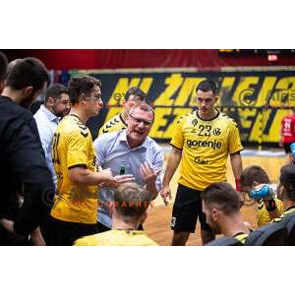 Zoran Jovicic and Enej Jovicic during 1.NLB league handball match between Gorenje Velenje and Slovan in Velenje, Slovenia on September 15, 2024