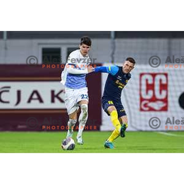 Kristijan Tojcic and Mario Kvesic in action during Prva Liga Telemach 2024/25 football match between Celje and Nafta 1903 in Celje, Slovenia on September 15, 2024
