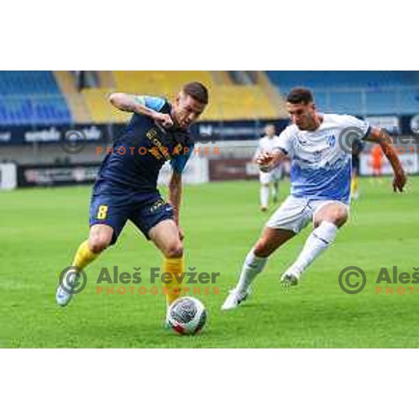 Luka Bobicanec in action during Prva Liga Telemach 2024/25 football match between Celje and Nafta 1903 in Celje, Slovenia on September 15, 2024