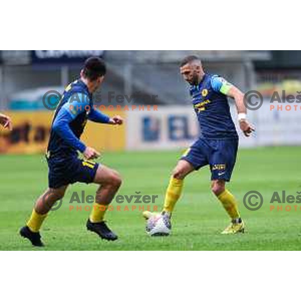 Nino Kouter in action during Prva Liga Telemach 2024/25 football match between Celje and Nafta 1903 in Celje, Slovenia on September 15, 2024