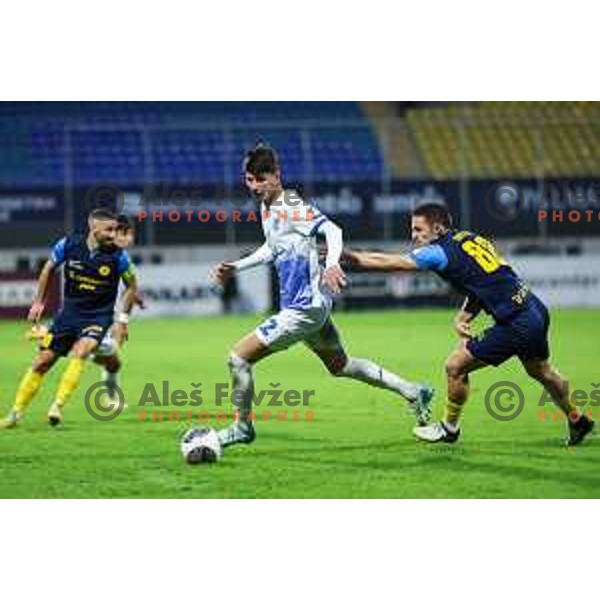 Kristijan Tojcic and Tamar Svetlin in action during Prva Liga Telemach 2024/25 football match between Celje and Nafta 1903 in Celje, Slovenia on September 15, 2024