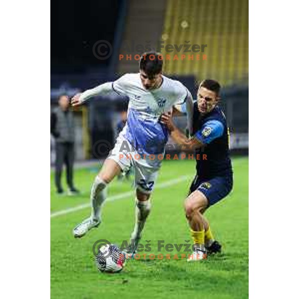 Kristijan Tojcic and Tamar Svetlin in action during Prva Liga Telemach 2024/25 football match between Celje and Nafta 1903 in Celje, Slovenia on September 15, 2024