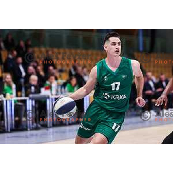 Jan Span in action during Slovenian SuperCup basketball match between Cedevita Olimpija and Krka in Tri lilies Hall, Lasko,, Slovenia on September 17, 2024