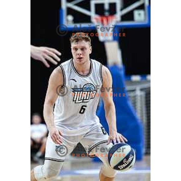 Gasper Skorjanc in action during OTP Bank League match between Ilirija and Rogaska in Ljubljana, Slovenia on September 27, 2024