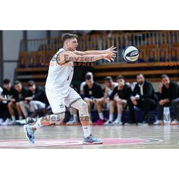 Gasper Skorjanc in action during OTP Bank League match between Ilirija and Rogaska in Ljubljana, Slovenia on September 27, 2024