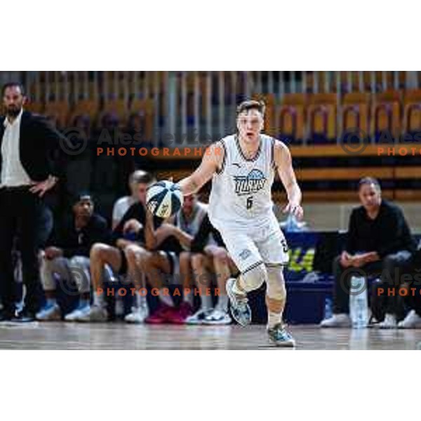 Gasper Skorjanc in action during OTP Bank League match between Ilirija and Rogaska in Ljubljana, Slovenia on September 27, 2024