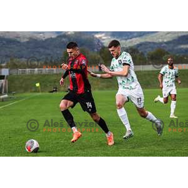 In action during Prva liga Telemach 2024/2025 football match between Primorje and Olimpija in Ajdovscina, Slovenia on September 28, 2024