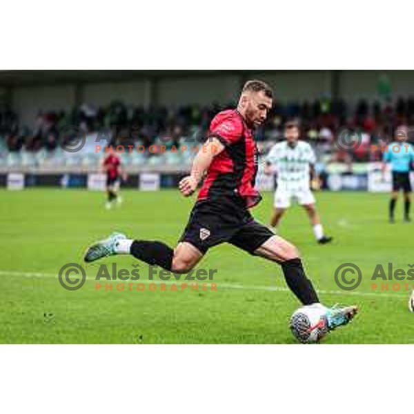 In action during Prva liga Telemach 2024/2025 football match between Primorje and Olimpija in Ajdovscina, Slovenia on September 28, 2024
