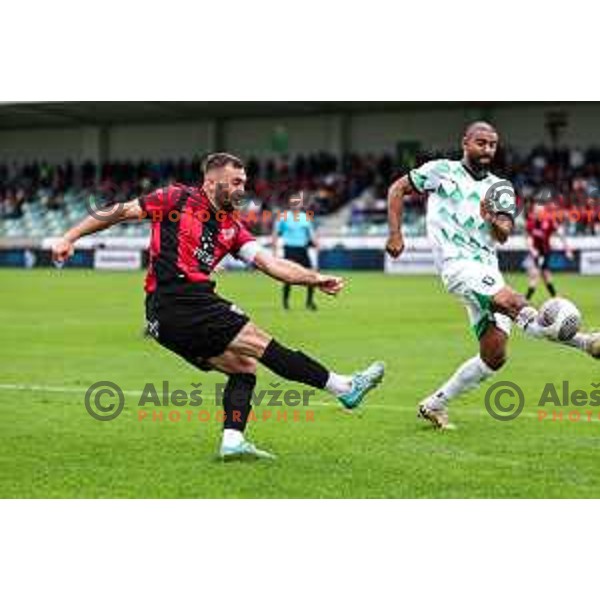 In action during Prva liga Telemach 2024/2025 football match between Primorje and Olimpija in Ajdovscina, Slovenia on September 28, 2024