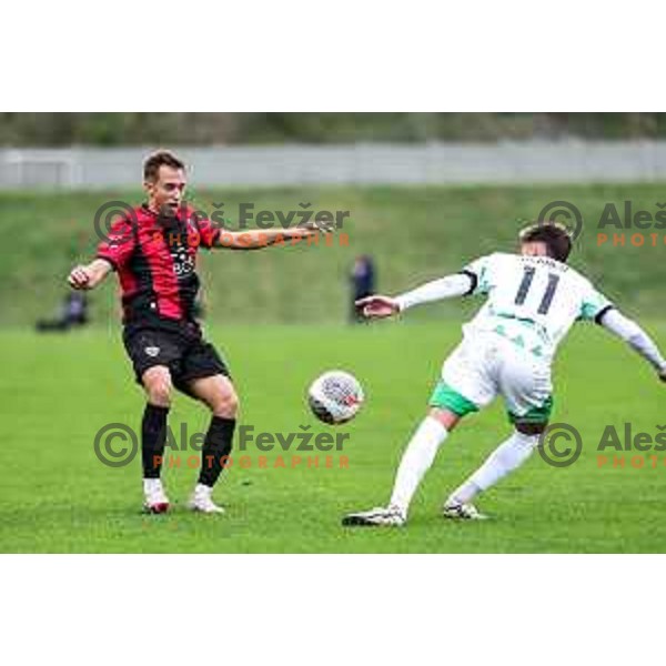In action during Prva liga Telemach 2024/2025 football match between Primorje and Olimpija in Ajdovscina, Slovenia on September 28, 2024