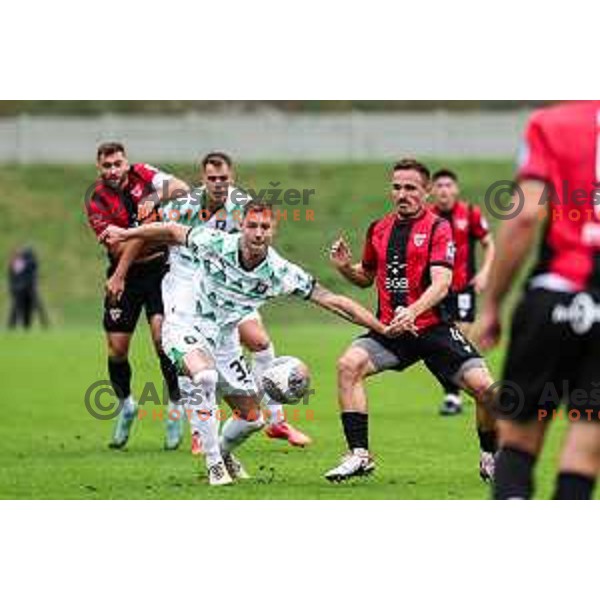 In action during Prva liga Telemach 2024/2025 football match between Primorje and Olimpija in Ajdovscina, Slovenia on September 28, 2024