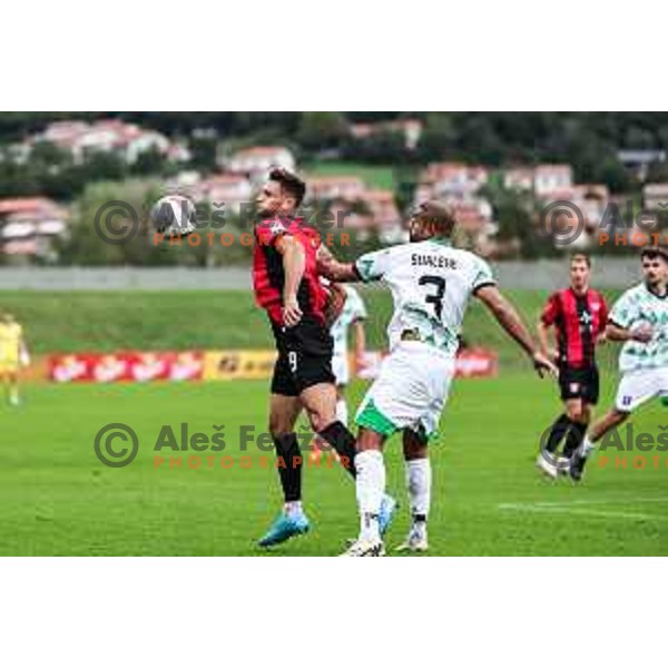 In action during Prva liga Telemach 2024/2025 football match between Primorje and Olimpija in Ajdovscina, Slovenia on September 28, 2024