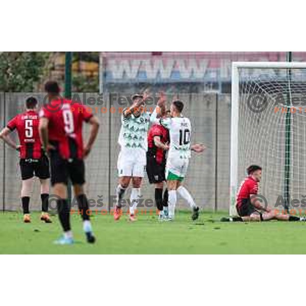 In action during Prva liga Telemach 2024/2025 football match between Primorje and Olimpija in Ajdovscina, Slovenia on September 28, 2024