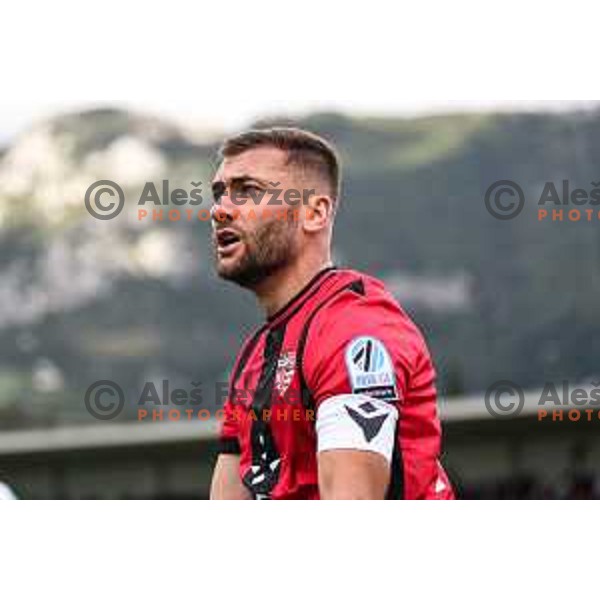 In action during Prva liga Telemach 2024/2025 football match between Primorje and Olimpija in Ajdovscina, Slovenia on September 28, 2024