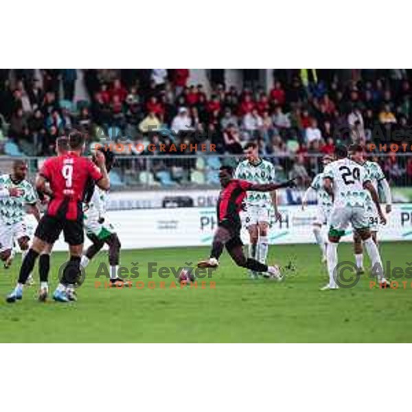 In action during Prva liga Telemach 2024/2025 football match between Primorje and Olimpija in Ajdovscina, Slovenia on September 28, 2024