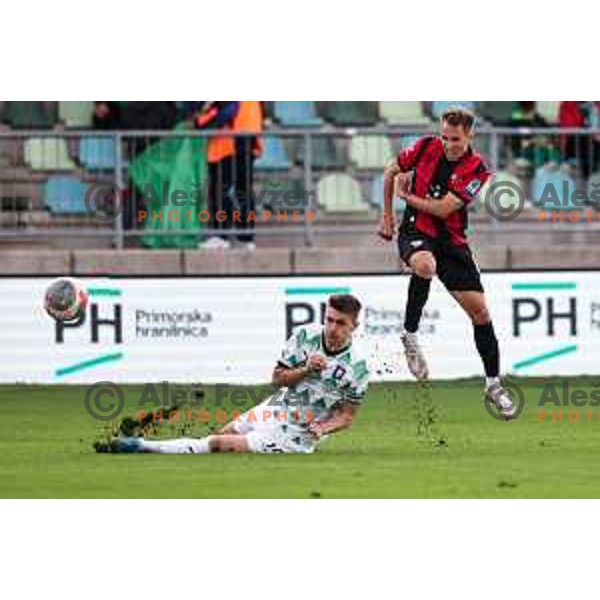 In action during Prva liga Telemach 2024/2025 football match between Primorje and Olimpija in Ajdovscina, Slovenia on September 28, 2024